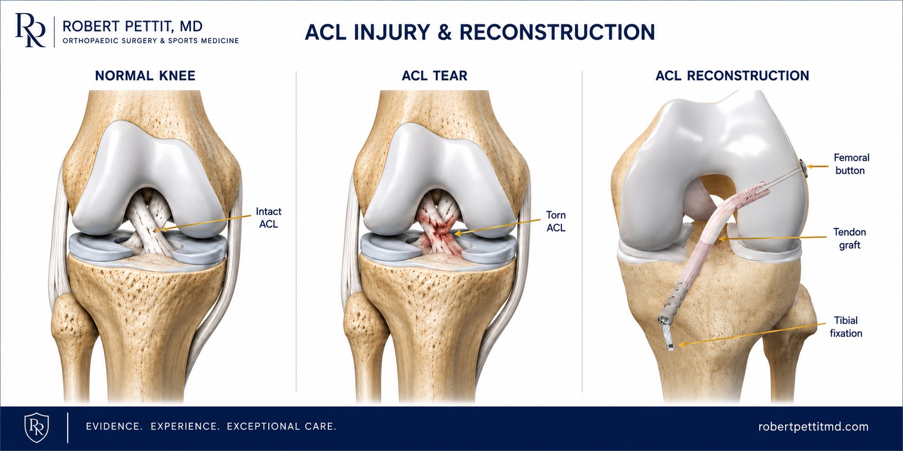 ACL reconstruction infographic by Dr. Robert Pettit
