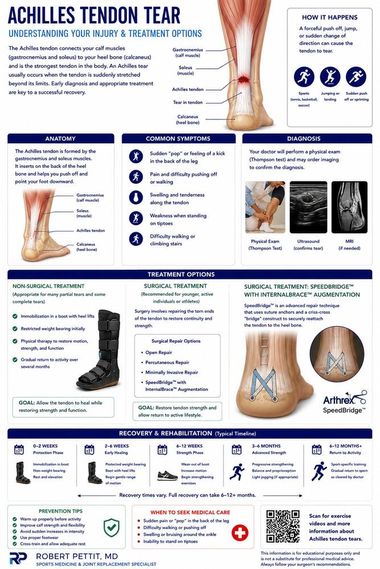 Achilles Tendon Injuries infographic — Robert Pettit, MD