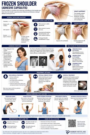 Frozen Shoulder infographic — Robert Pettit, MD