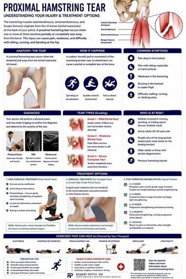 Hip Hamstring Tears infographic — Robert Pettit, MD