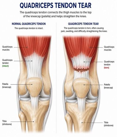 Quadriceps Tendon Tear infographic — Robert Pettit, MD